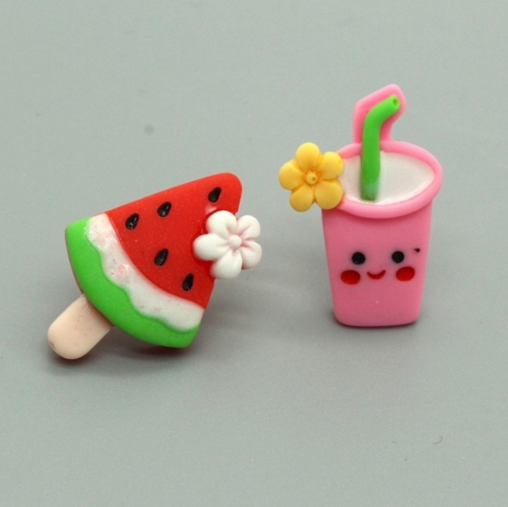 Watermelon and slushy earrings
